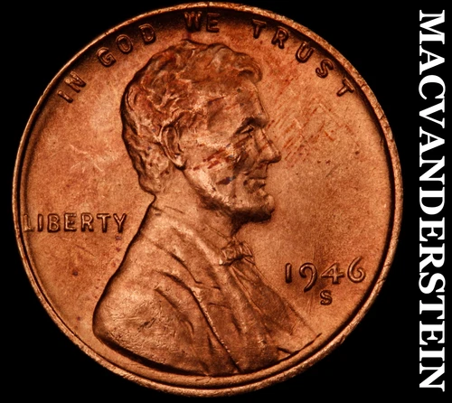 1946-S Lincoln Wheat Cent- Choice Gem Brilliant Uncirculated Luster #J4284