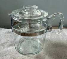 VINTAGE PYREX GLASS COFFEE POT   PERCOLATOR-NO. 7759--9 CUP