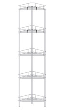 5 Tier Floor Standing Corner Shower Caddy Organizer Shelf with Hooks, Bathroom S