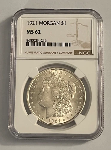 1921 Morgan Silver Dollar $1 - NGC MS 62