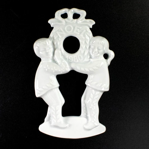 Limoges Haviland Christmas Ornament Children Wreath Noel 1980 Descombes Box