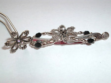 Small Lilla Rose Flexi Hair Clip Black Crystal with Hair Stick Pin New w Tag