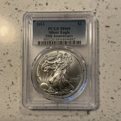 United States Mint 2011 PCGS MS69 Silver Eagle 25th Anniversary 1 oz .999 Silver