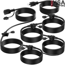50ft Heavy Duty Outdoor Extension Cord 6 Outlets Safety Covers ETL Certified New