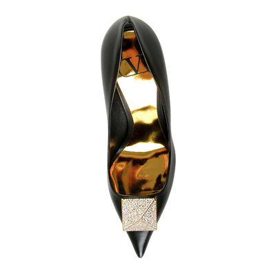 VALENTINO カラウァニ ワンスタット ヒトル ラウントトゥ フツ Valentino Garavani Women's One Stud With Crystals Black