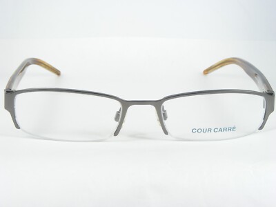 COUR CARRE CC0590 C01 GREY EYEGLASSES GLASSES METAL HALF RIM FRAME