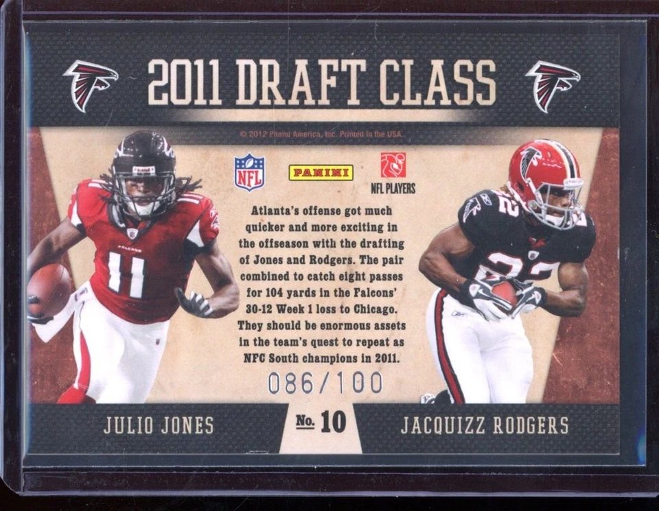 2011 Playoff Contenders Draft Class Gold Julio Jones Jacquizz Rodgers RC /100 - Image 2 of 2