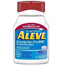 Aleve Caplets Easy Open Arthritis Cap Pain Reliever, 90 Tablets Exp 2027+