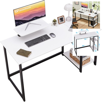 Luxus Weißer Home-Office Schreibtisch mit Umkehrbaren Regalen, 140cm