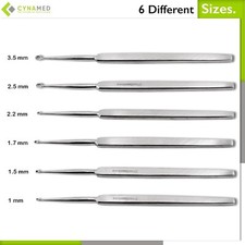 Set of 6 Cynamed Meyhoefer Chalazion Ear Curettes Kit (Sizes 00 to 4) Premium