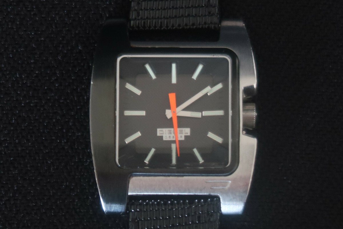 DIESEL DZ-1092 WATCH BLACK SILVER DIAL BLACK LIZARD LEATHER