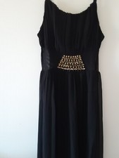 Morgan Label Long Evening Dress Womens Size XS Black Bead Detail Cocktail New