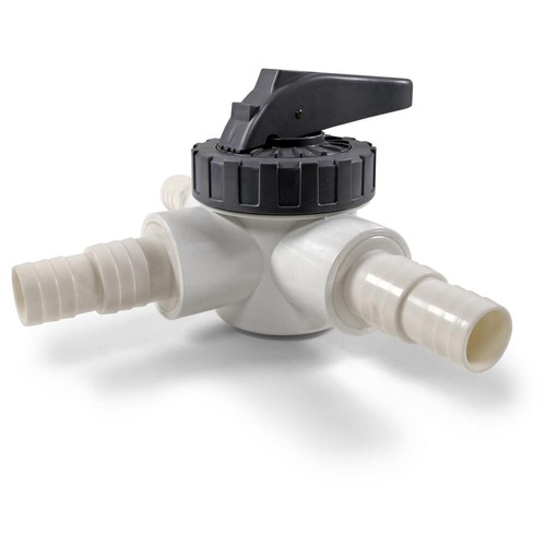 PVC 3 Wege Kugelhahn T-Ventil mit Schlauchanschluss d 32/38 mm Pool Solar Teich - Bild 5 von 5