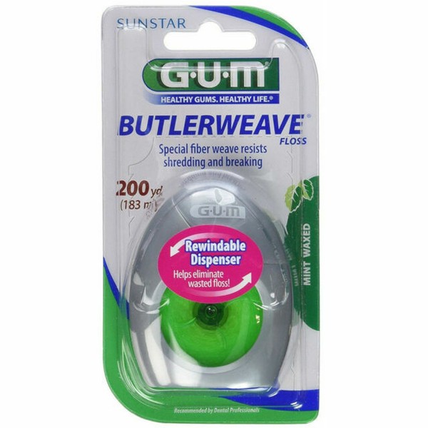 GUM Butlerweave Dental Floss MINT Waxed 200yds 070942018401a177 for