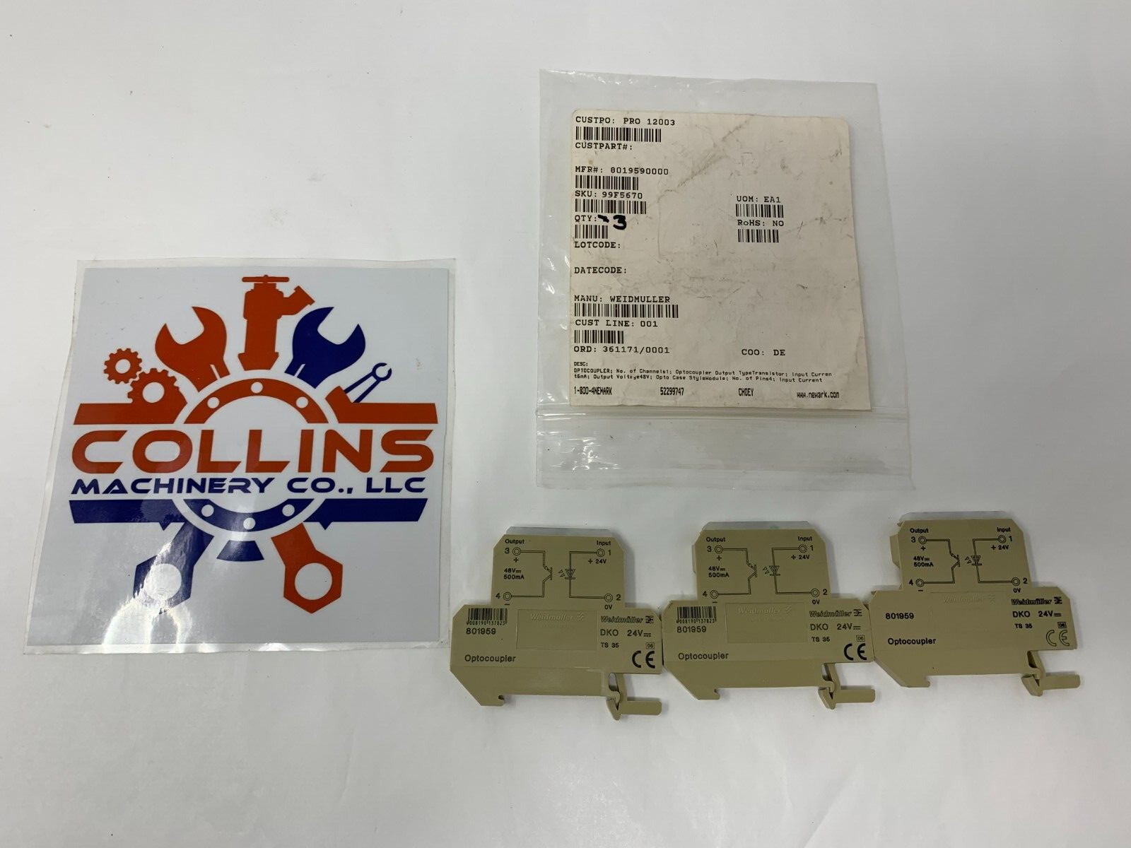 Weidmuller 801959 DKO 24VDC Optocoupler Transistor OUT 1-CH 4-Pin PKG/3