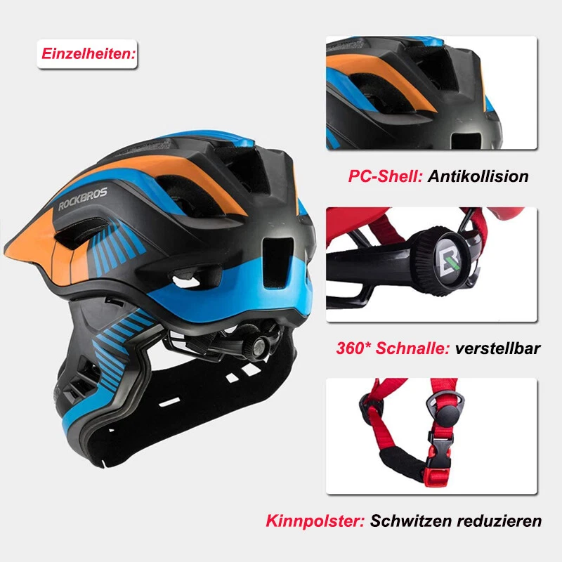 ROCKBROS Fahrrad Kinder Integralhelm Schutzhelm Antischweiß Trennbar 48-58CM - Bild 3 von 4