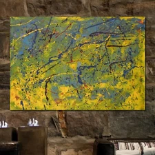 64”X44” Jackson Pollock style canvas ￼painting Acrylic,Abstract, Modern,Large