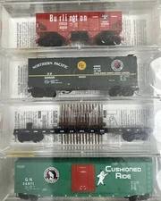 Micro-Trains N Scale #21212 Fallen Flags 4 Car Set - GN, SP&S, CB&Q & NP NIB!
