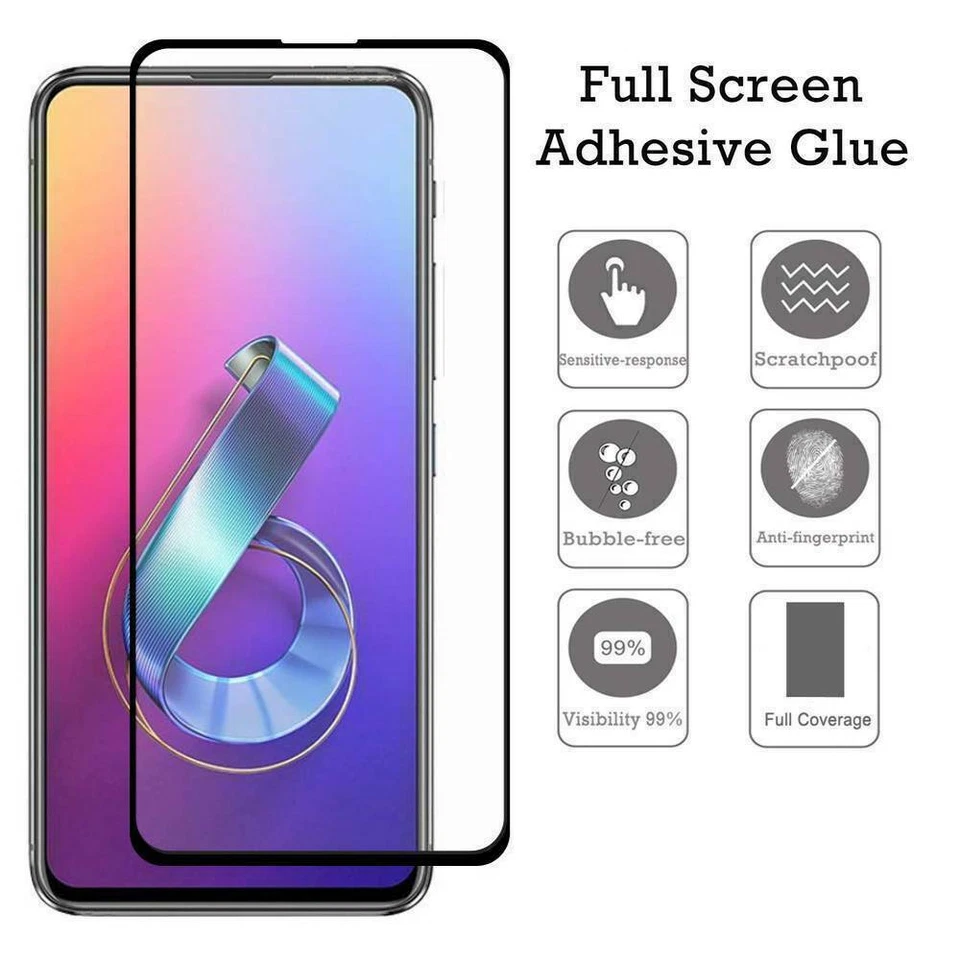Protector de pantalla de película de vidrio templado de cobertura completa para ASUS ZenFone 6 [Paquete de 2] Foto 2 de 4