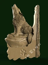 3D STL Model Wolf & Moon 3 for CNC Router 3D Print Engraver VCarve ArtCam Aspire