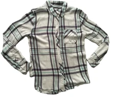 Rails Shirt Women’s Extra Small Plaid Long Sleeve Button-up Rayon Chest Pocket