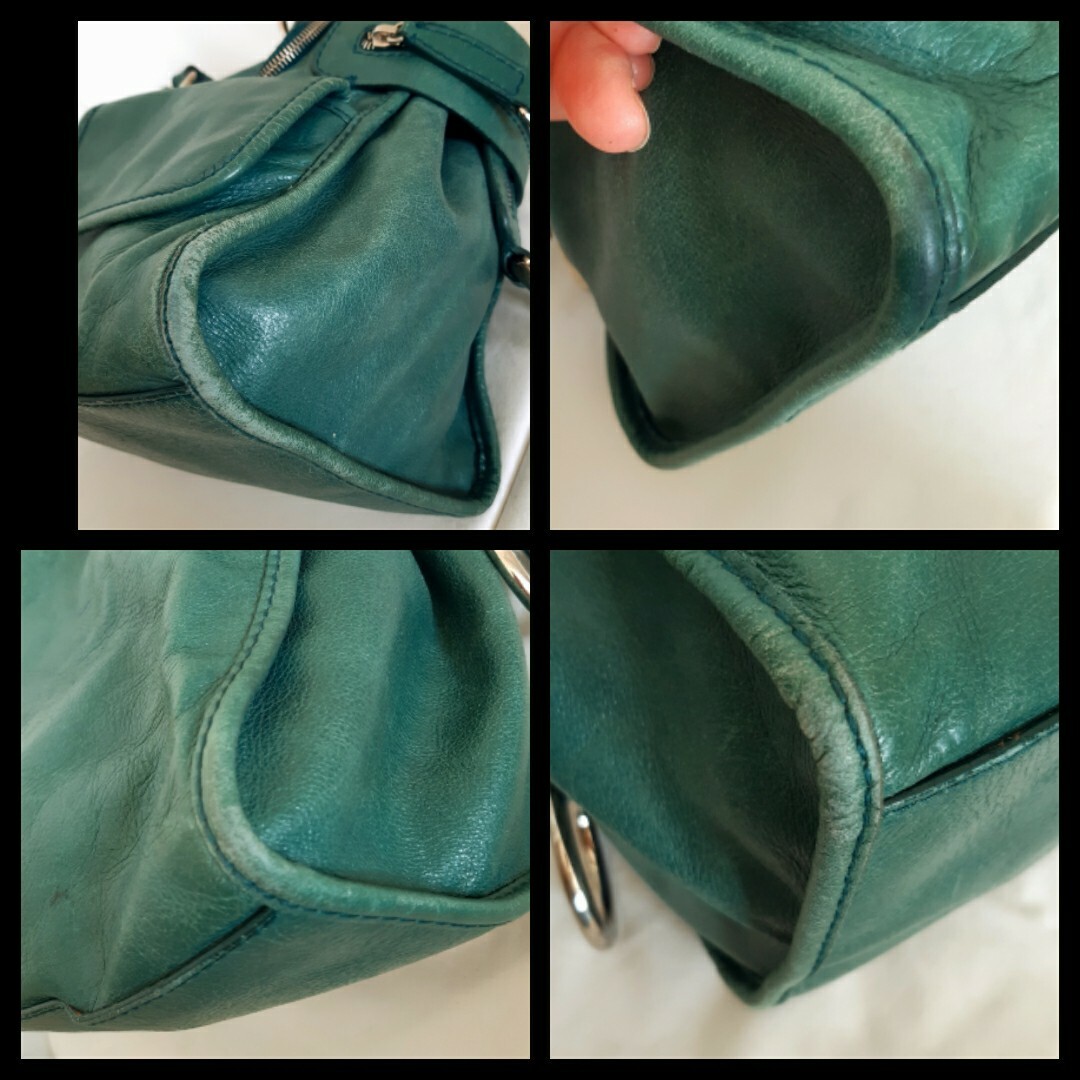 Sac Dolce&Gabbana EMY En Cuir Vieilli Vert - Bandoulière Occasion | Doublure Noire