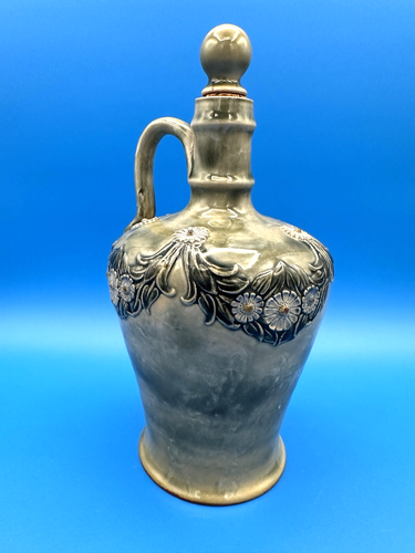 Antique Royal Doulton Handled Stoneware Whisky Bottle / Decanter w/ Stopper - Picture 2 of 6