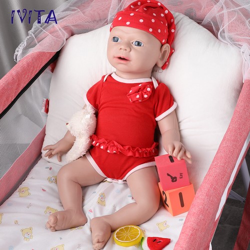 IVITA 21"" Massives Silikon Reborn Baby Mädchen handgefertigte Schlappen Silikonpuppe Säugling - Bild 7 von 12