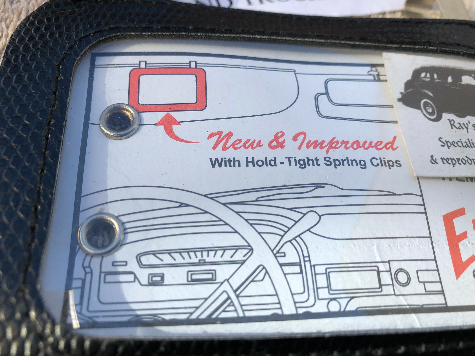 UNIVERSAL SUN VISOR VINTAGE STYLE AUTO CERTIFICATE / REGISTRATION