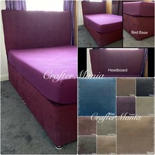 Soft Naples Velvet Elasticated Divan Bed Base Cover Wrap and Headboard Cover