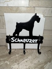 Schnauzer Dog Leash Hanger Metal Key Rack Holder 3 Hooks