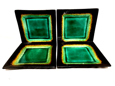 Better Homes & Gardens Jade Crackle Set Of 4 Square Salad Plates 8''