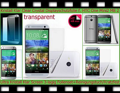 3x Kristall Klar Display Schutz Folie für HTC ONE Mini 2 M8 Crystal Clear Screen