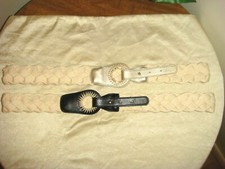 NWOT Kim Parish Boho Braided Off-White Belt with Stitched Buckle M/L