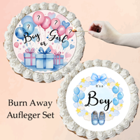 Gender Reveal Burn Away Tortenaufleger Set Fondant Esspapier Tortendeko Boy