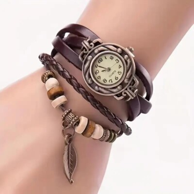 Vintage-Inspired Quartz Watch Round Dial Comfy PU Leather Strap Men Women Gift