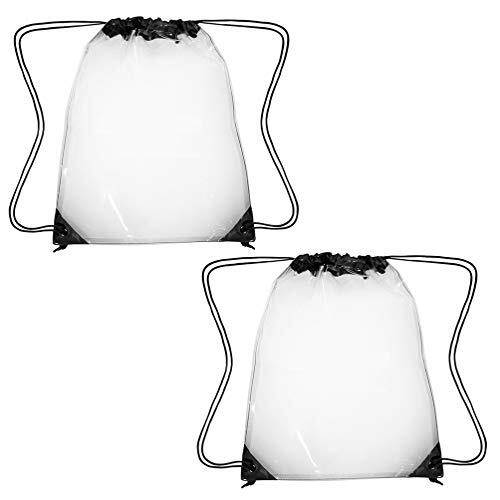 2 Pcs Clear Drawstring Bags PVC Portable Waterproof Backpack Travel Gym ...
