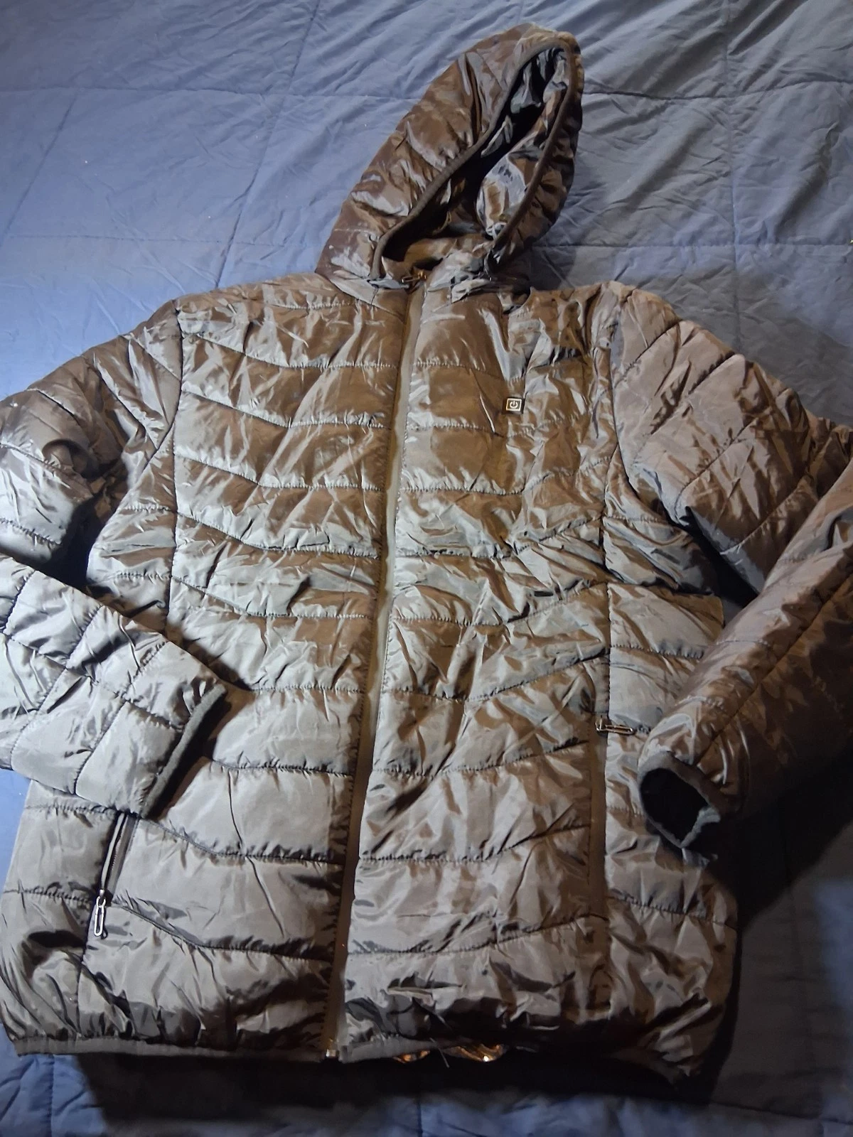 Black Unisex Soft Shell Heated Jacket with Detachable Hood USB powered Size XL