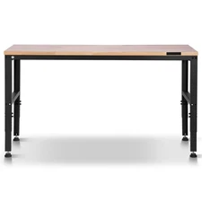Uimoso Adjustable Height Workbench 61"L x 20"W Work Bench Table w/ Power Outlets