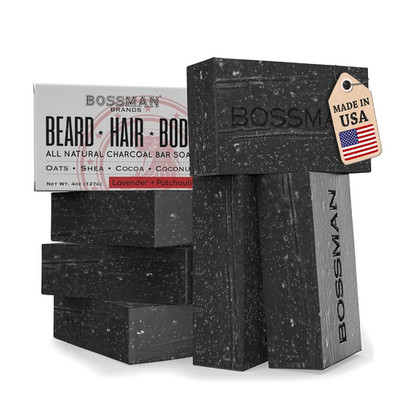 6-Pack 4-In-1 Charcoal Soap Bar (4 Oz)   Bar Soap for Men   All-Natural Beard Wa
