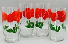 Vintage Anchor Hocking Red Poppy Tumblers-Set of 4 Drinking Glasses