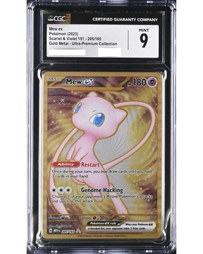 CGC 9 MINT Mew Ex 205/165 Gold METAL 151 UPC PROMO Pokemon Card