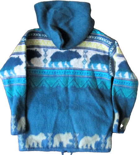 CHILD'S HAND MADE ECUADOR WOOL COAT JACKET, PEACE & LOVE BY INKAS,BEARS,NEW, 6 - Picture 2 of 4