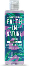 Faith in Nature Natural Lavender and Geranium Body Wash, Relaxing Shower Gel, Ve
