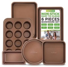 NIB NutriChef 6-Piece Nonstick Bakeware Set Premium Carbon Steel Baking Pans