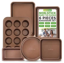 NIB NutriChef 6-Piece Nonstick Bakeware Set Premium Carbon Steel Baking Pans 