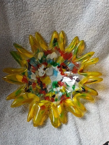 Vintage Murano Hand Blowned Venetian Italy Glass Abstract Ashtray