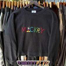 Vintage 90s Disney Mickey Mouse Cropped Pullover Sweatshirt Crewneck Size L