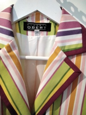 Claudia Obert Sommer-Blazer Gr. 36 Bunt gestreift 96%BW / 4%Elast, A-A ca. 46cm,