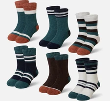 6 Pairs Kids Merino Wool Socks Boys Girls Thermal Winter Hiking Cozy Toddler